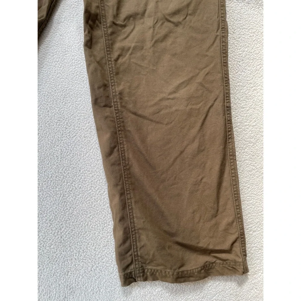 90s Eastern Mountain Sports Mens 38‎ Hiking Pants Brown Canvas Belted Cargo